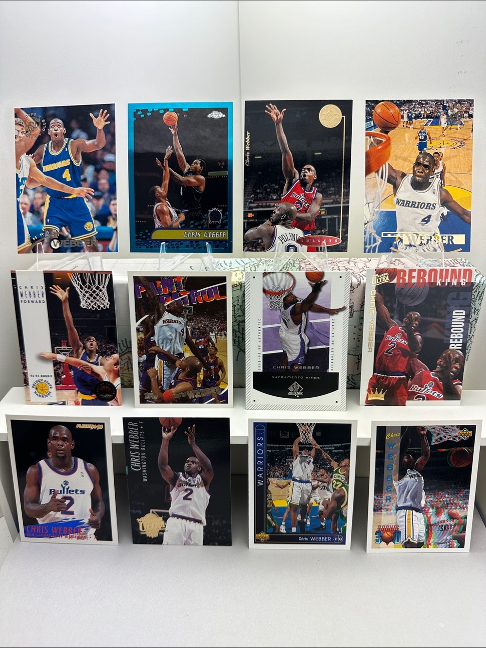 3 Chris Webber rookies in lot of 12 (Warriors, Bullets, Kings)
